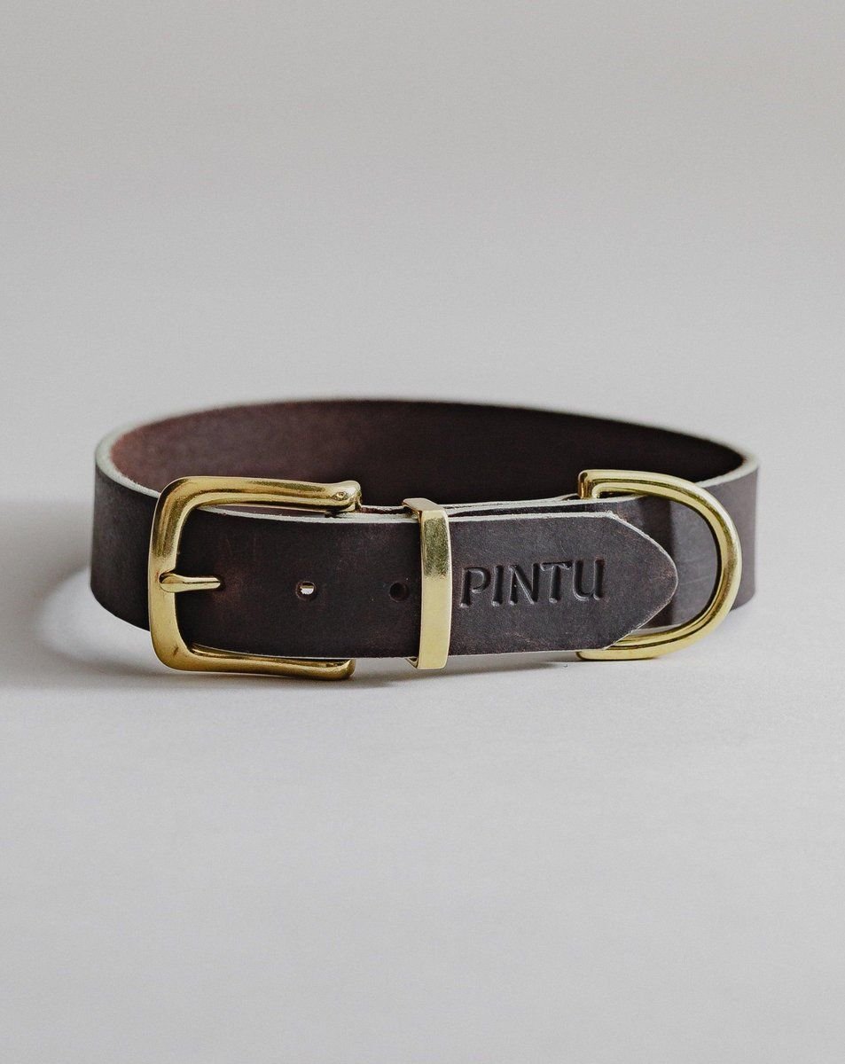 Monte Leather Collar Chocolate Brown