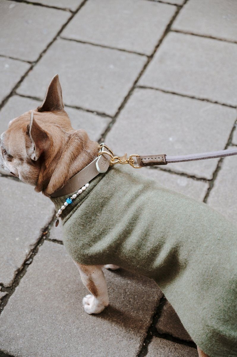Monte Leather Collar Stone Grey